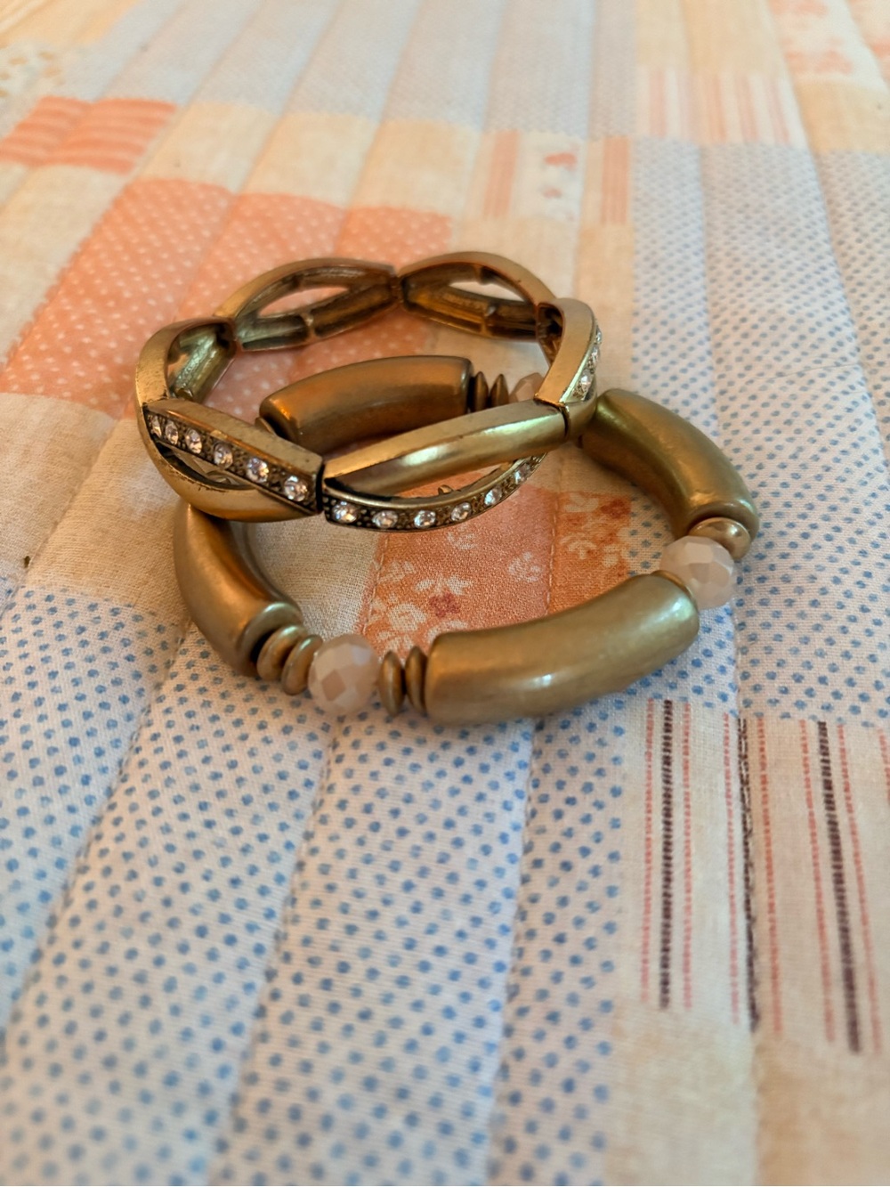 Gold-Tone Stretch Bracelet Set with Rhinestone Accent